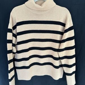 Striped Black and Tan LilySilk Women's Sweater